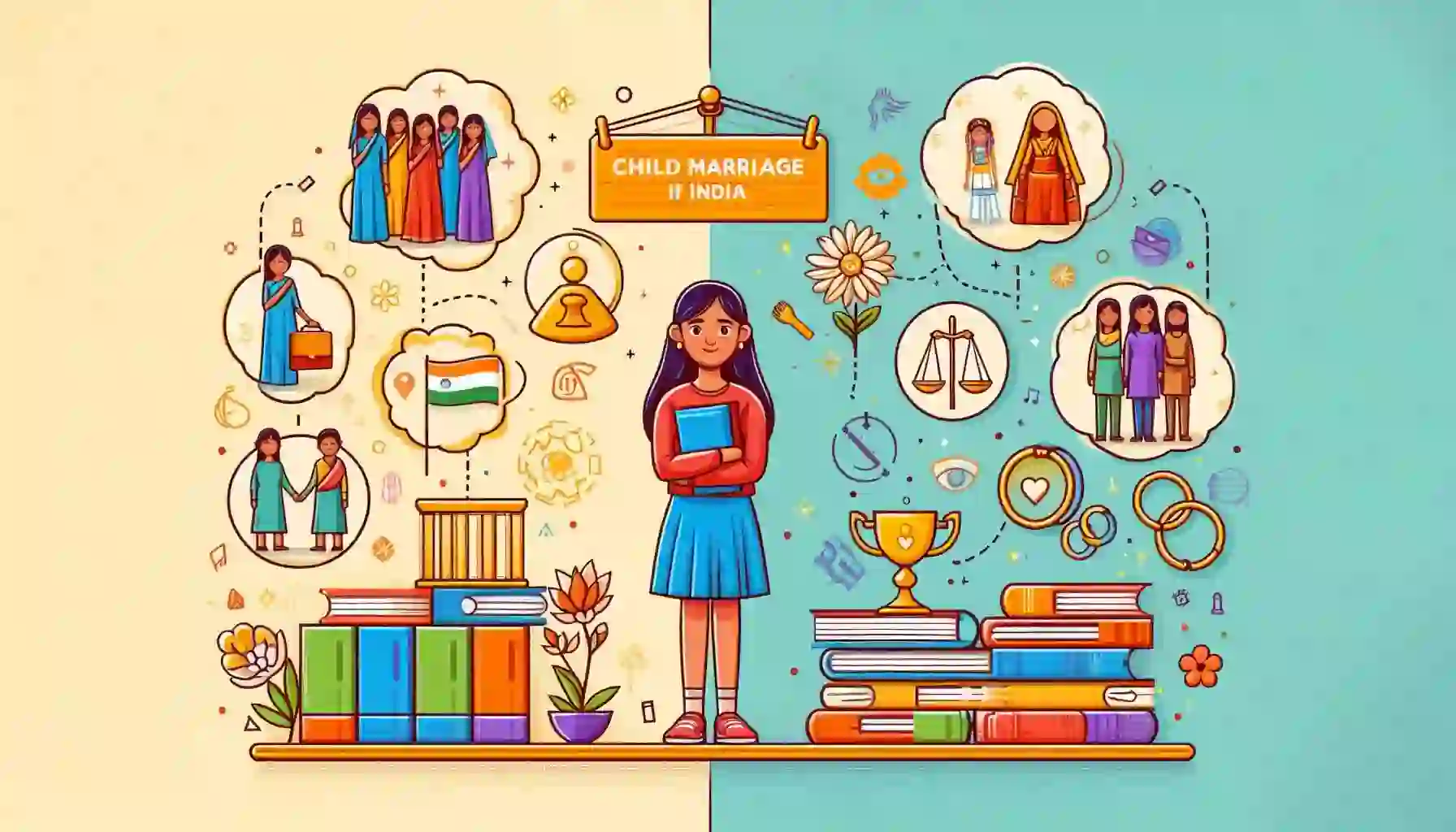 illustrative Image showing a girl child and her achievements