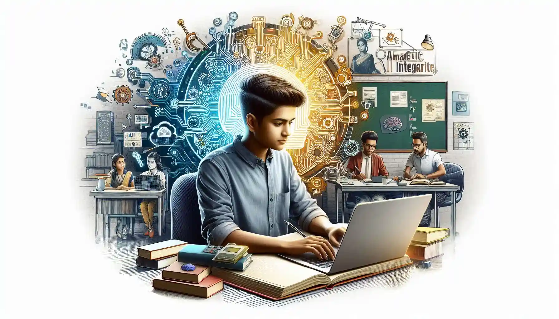 Illustrative image showing student studying